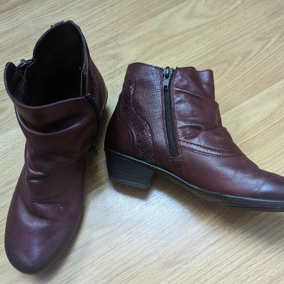 Remonte red leather women's leather boots -  gently used - Picture 2 of 5